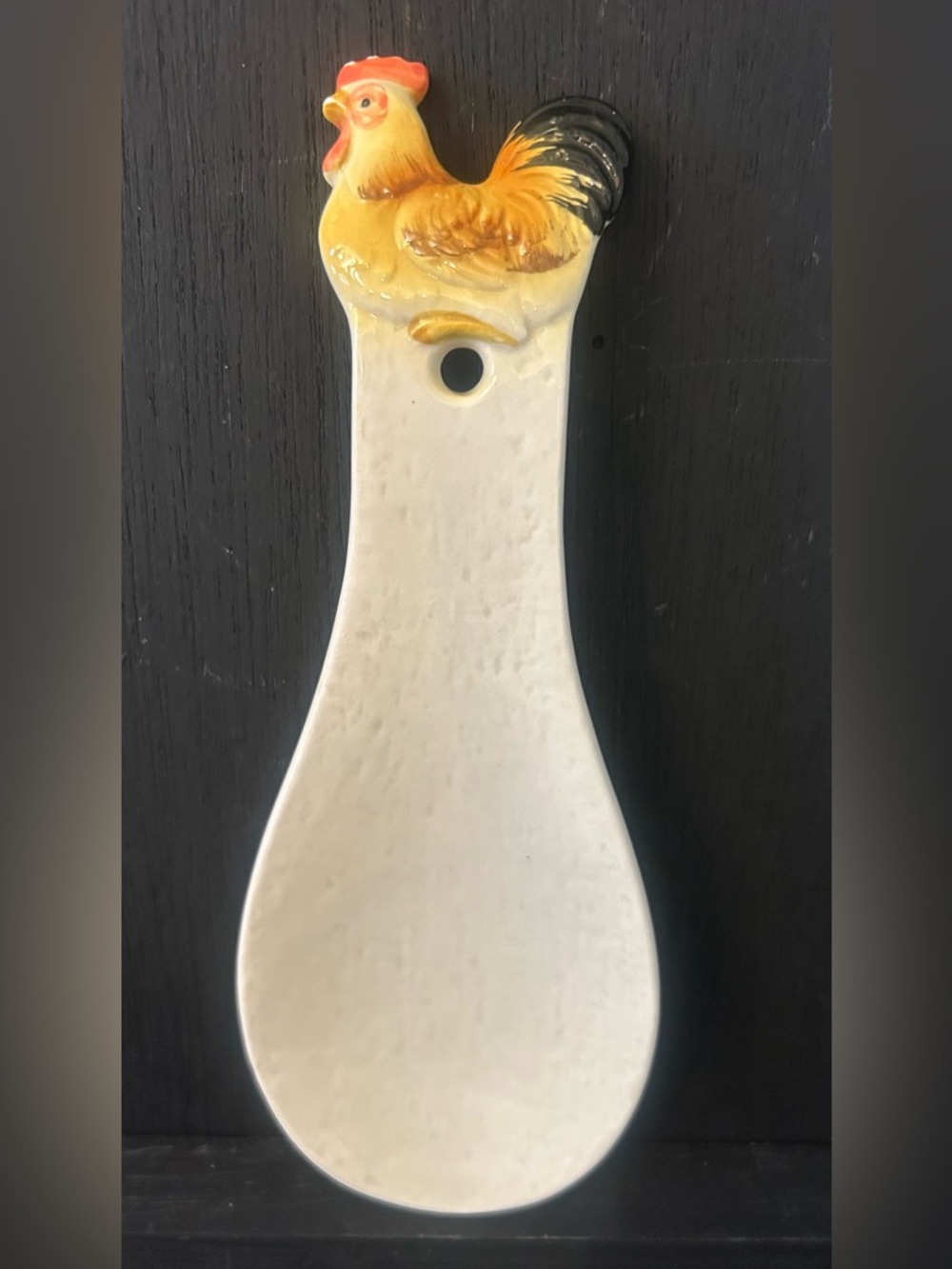 Unique Farmhouse Style Ceramic Rooster Spoon Rest 8”